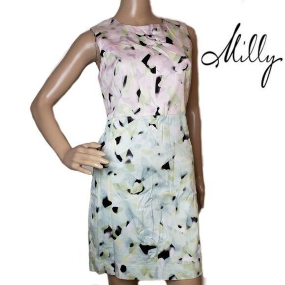 Milly Womens kalidascope Abstract Print Sleeveless Dress Size 4 USA Cotton - Picture 2 of 11